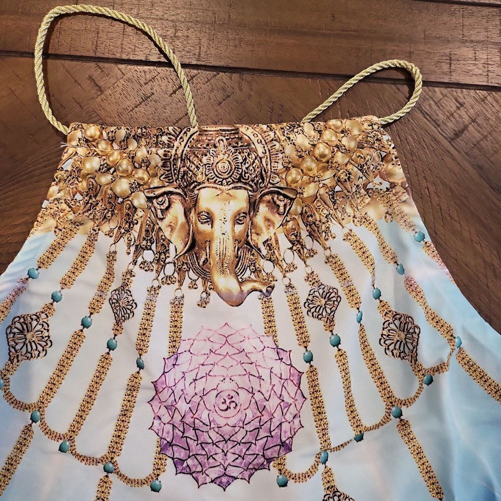 Dolls Kill x 24HRS Beaded open back halter top with beaded trim Small - Picture 2 of 5